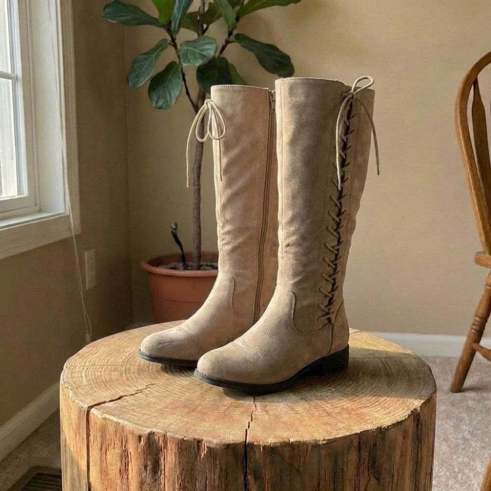 Michelle | Women’s Knee High Boots With Lace Up