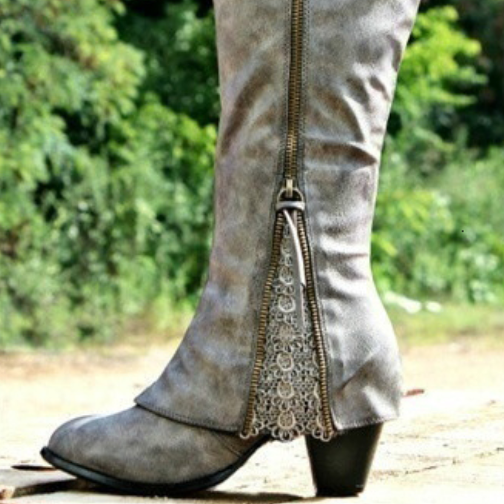 Bella | Women's Knee High Boots With Lace Detail