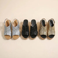 Lucia | Women’s Sequin Wedge Sandals