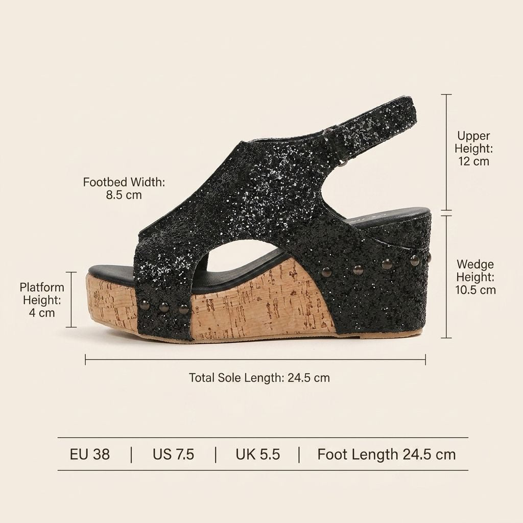 Lucia | Women’s Sequin Wedge Sandals
