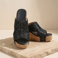 Lucia | Women’s Sequin Wedge Sandals