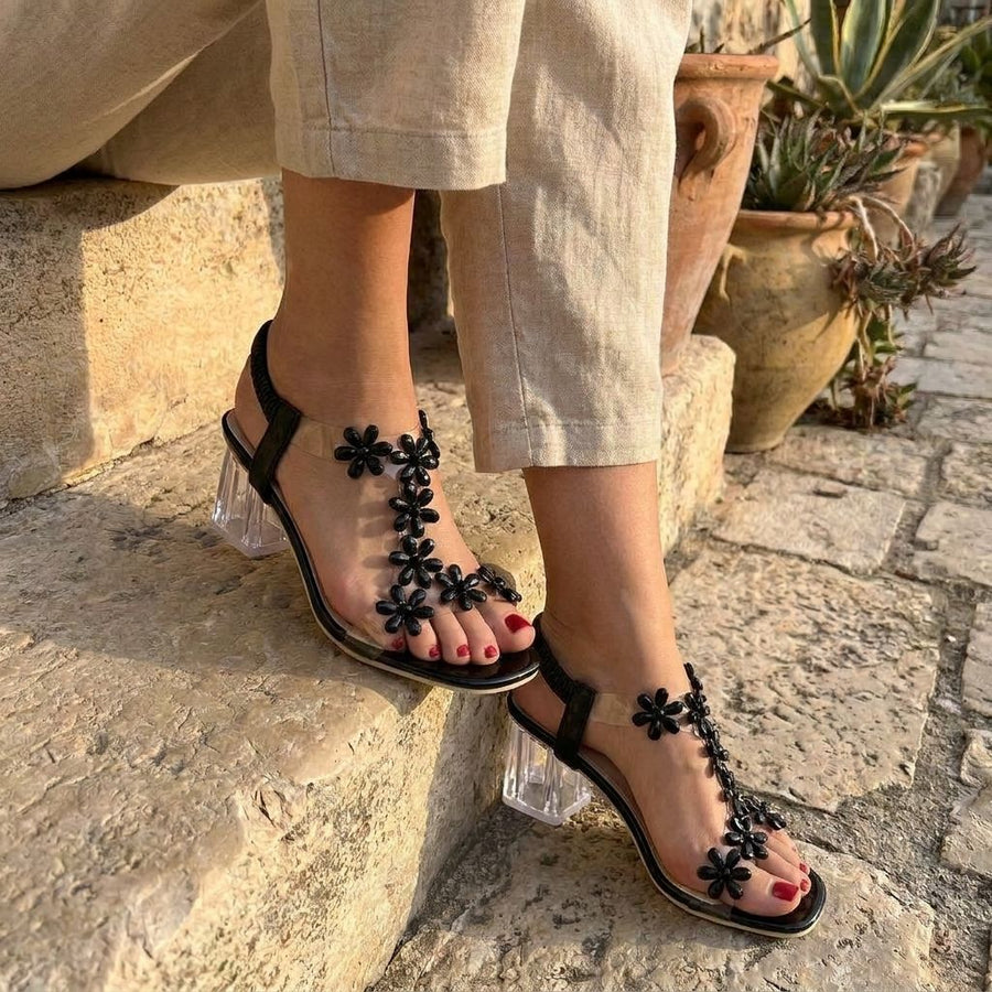 Sofia | Women’s Floral Square Heel Sandals