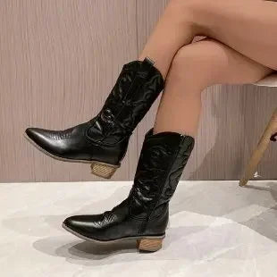 Joanna | Women’s Leather Knee-High Boots with Heels