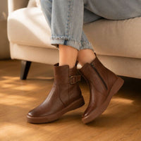 Bianca | Orthopedic Ankle Boots With Buckle Side Zipper