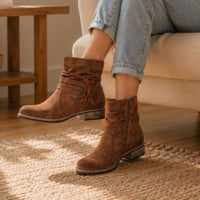 Roxanne | Orthopedic Buckle Side-Zip Western Ankle Boots