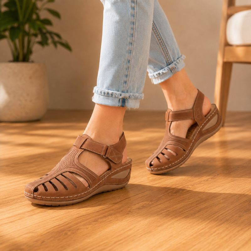 Fabiola® | Vintage Style Leather Orthopedic Sandals
