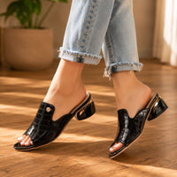 Anya | Women’s Patent Leather Chunky Heel Sandals
