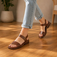 Eira | Women’s French Retro Leather Flat Sandals