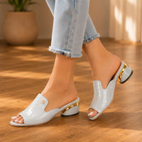 Anya | Women’s Patent Leather Chunky Heel Sandals