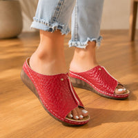 Selena | Women’s Croc-Embossed Wedge Sandals