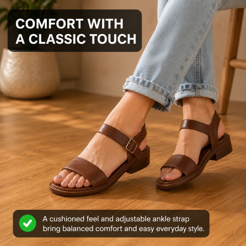 Eira | Women’s French Retro Leather Flat Sandals