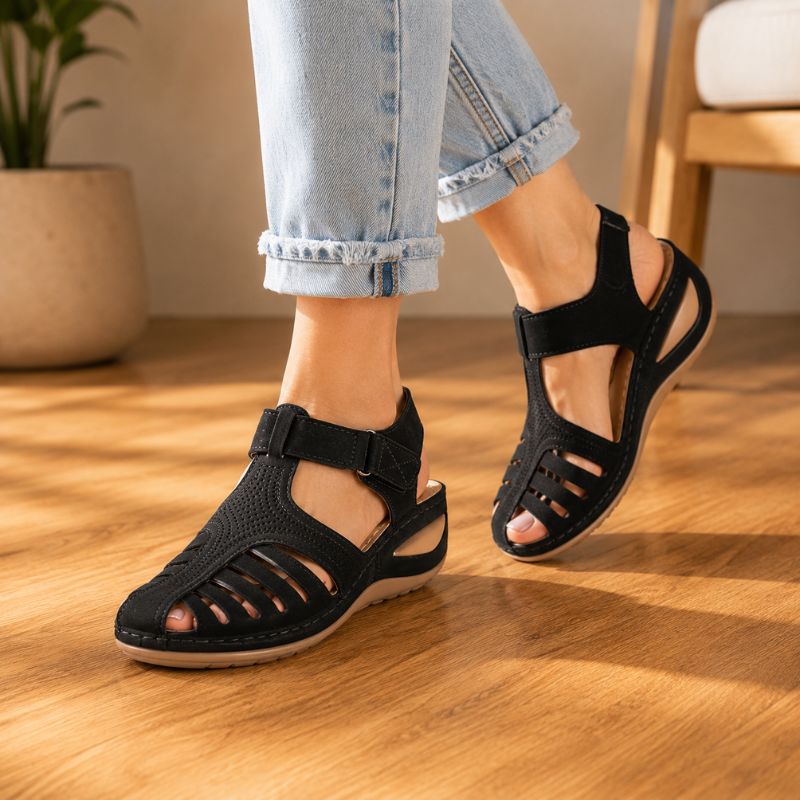 Fabiola® | Vintage Style Leather Orthopedic Sandals