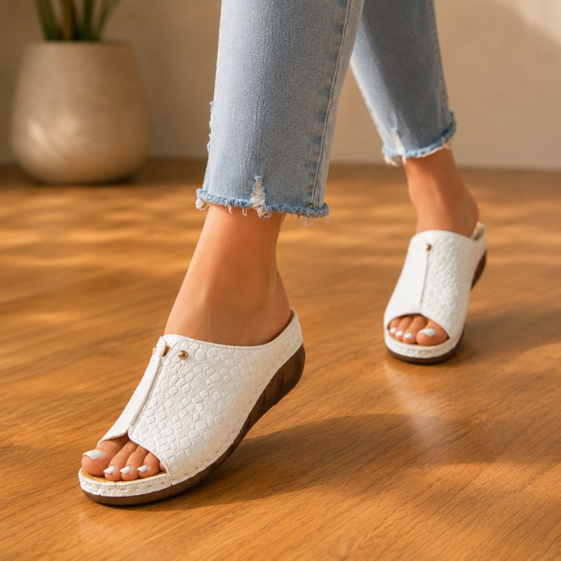 Selena | Women’s Croc-Embossed Wedge Sandals
