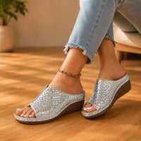 Selena | Women’s Croc-Embossed Wedge Sandals