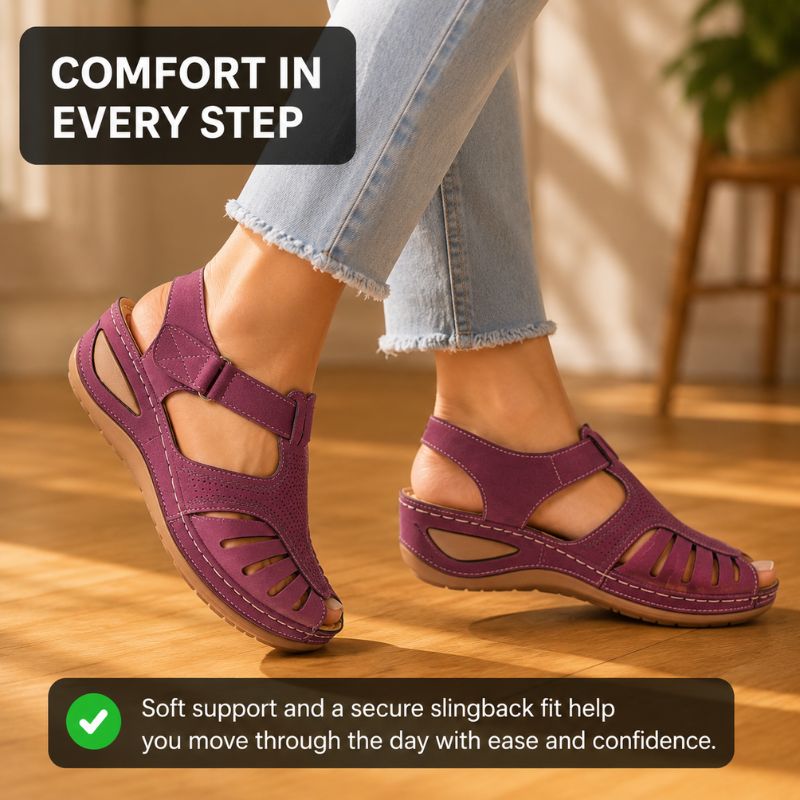 Fabiola® | Vintage Style Leather Orthopedic Sandals