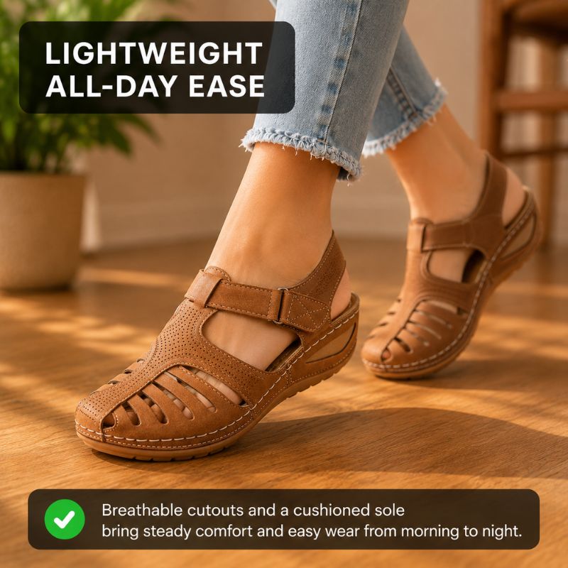 Fabiola® | Vintage Style Leather Orthopedic Sandals