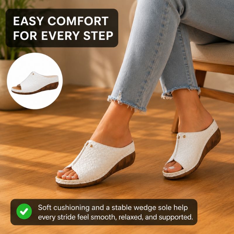 Selena | Women’s Croc-Embossed Wedge Sandals