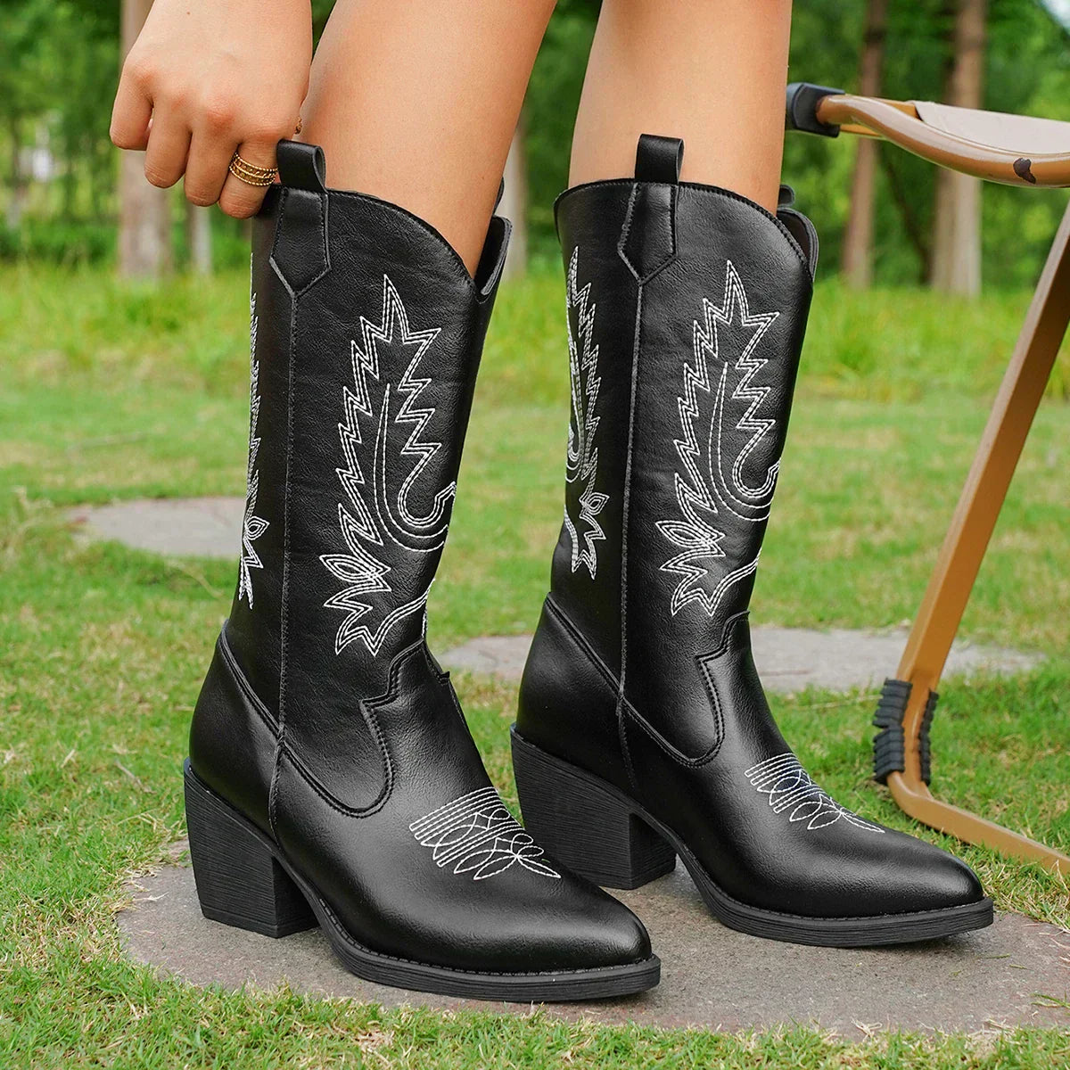 Jenna | Women’s Leather Knee-High Boots with Heels