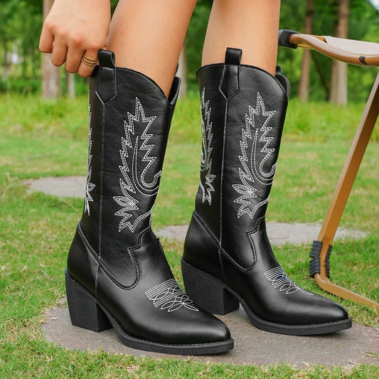 Jenna | Women’s Leather Knee-High Boots with Heels