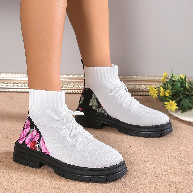 Heather | Women’s Summer Floral Knit Sock Boots