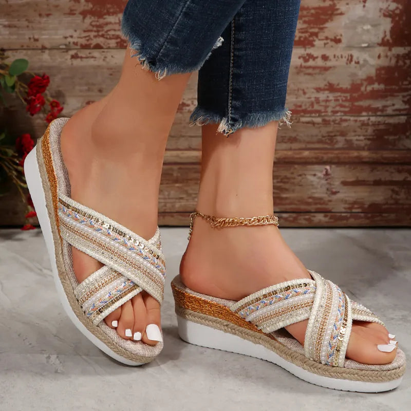 Dahlia | Women’s Summer Linen Wedge Sandals
