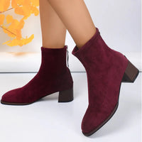 Noor | Women’s Chunky High-Heel Round-Toe Boots – Stylish & Trendy