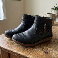 Ally | Women's Genuine Leather Ankle Boots with Plaid Cuff & Side Zipper