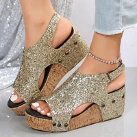 Lucia | Women’s Sequin Wedge Sandals