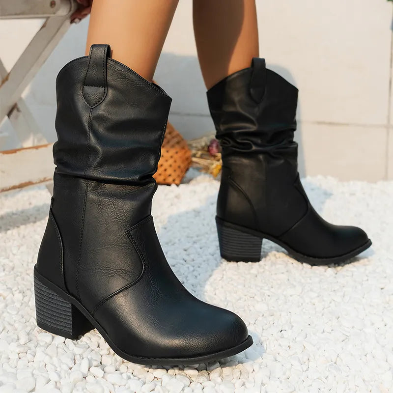 Christina | Women’s Vintage Summer Knight Boots – PU Leather