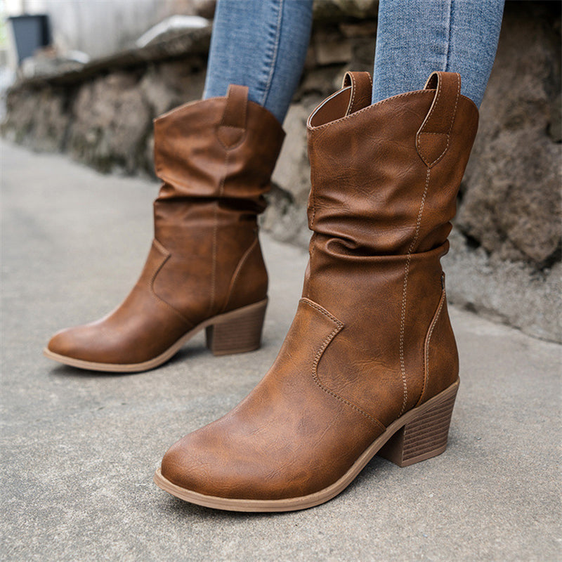Christina | Women’s Vintage Summer Knight Boots – PU Leather