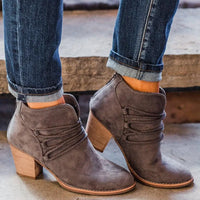 Zoe | Women’s Retro V-Cut Chunky Ankle Boots