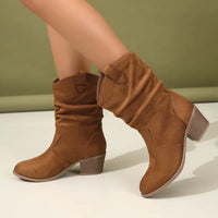 Quinn | Retro Western Denim Cloth-Cover Fashion Boots for Women – Chic Everyday Wear