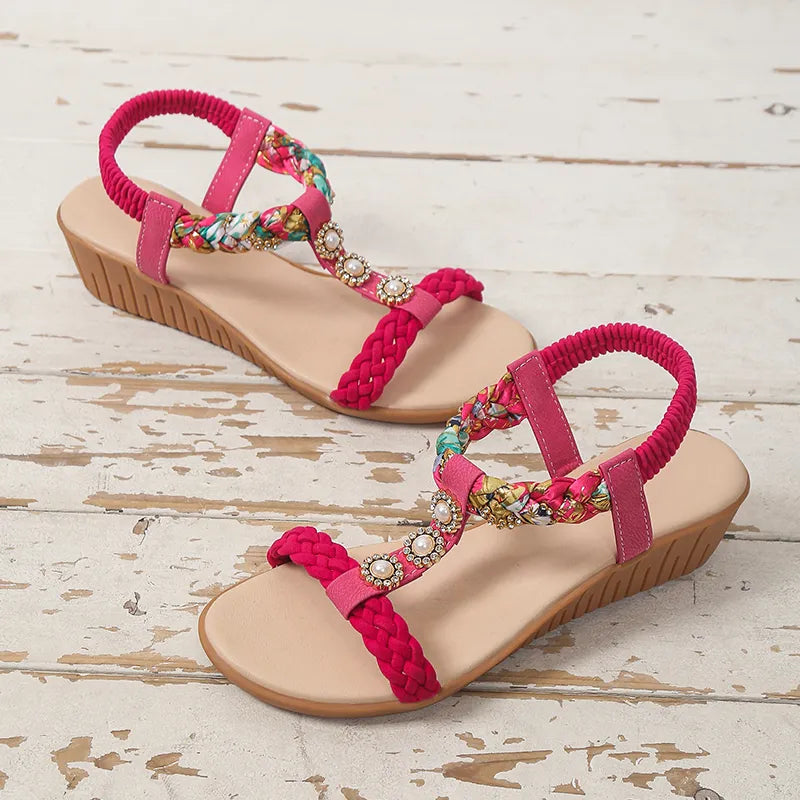 Crystal | Bohemian Braided Flat Sandals