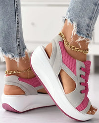 Orthopedic Sport Wedge Sandals - Colorblock Lace-Up Design