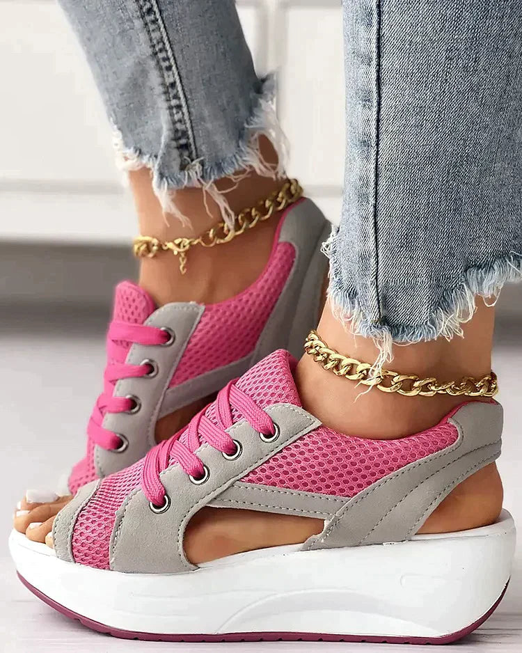 Mila® | Lace-up muffin sandals