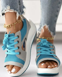 Mila® | Lace-up muffin sandals