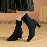 Alana | Women’s Winter Ribbed Knit Ankle Boots