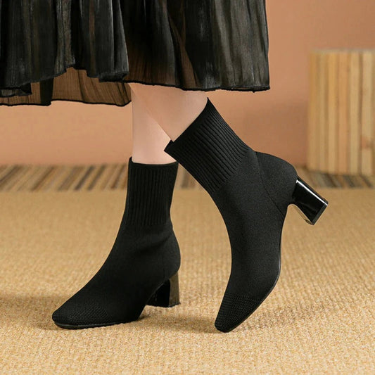Alana | Women’s Winter Ribbed Knit Ankle Boots