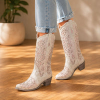 Stella | Glamorous Women’s Rhinestone Floral High Boots