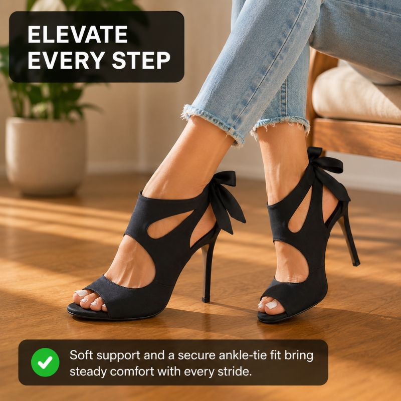 Orthopedic Heeled Sandals - Lace-Up Ankle Strap Design