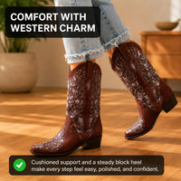 Stella | Glamorous Women’s Rhinestone Floral High Boots