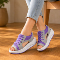 Orthopedic Chunky Wedge Sandals - Lace Up Design