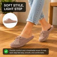 Orthopedic Woven Slip-On Sandals - Crochet Bow Design