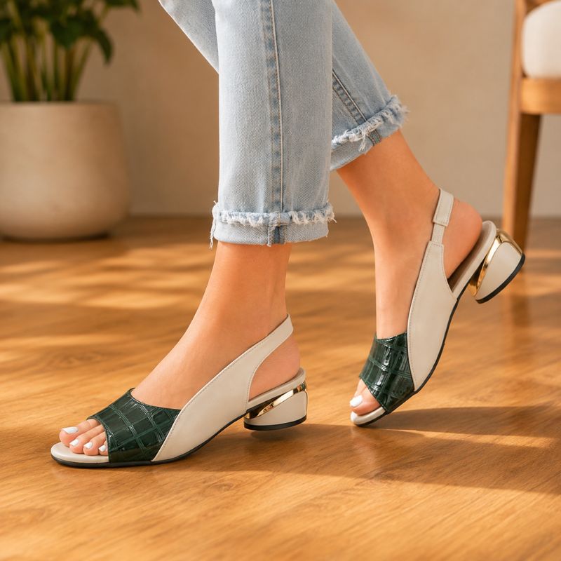 Orthopedic Soft Leather Wedge Sandals - Croc Pattern Peep-Toe Design
