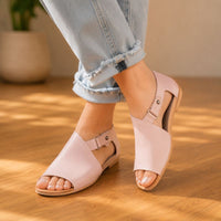 Orthopedic Leather Slide Sandals - Wide Band Open-Toe Design