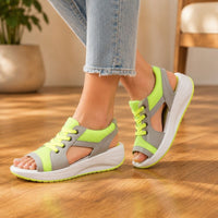 Orthopedic Chunky Wedge Sandals - Lace Up Design