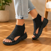 Orthopedic Crochet Platform Wedge Sandals - Open-Toe Cutout Design