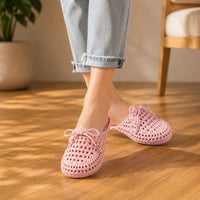 Orthopedic Woven Slip-On Sandals - Crochet Bow Design