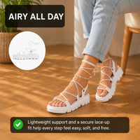 Orthopedic Platform Gladiator Sandals - Lace-Up Strap Design