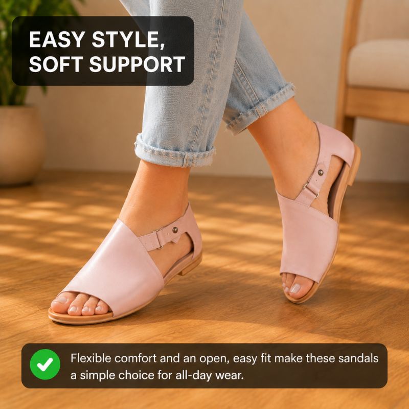 Orthopedic Leather Slide Sandals - Wide Band Open-Toe Design